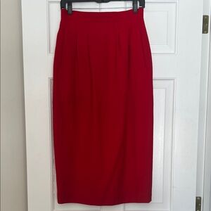 Vintage Talbots Vibrant Red 100% Wool Skirt, Fully Lined, Size 8